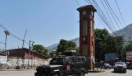 Security personnel patrol a street during Joint Awami Action Committee (JAAC)'s rally, held days after the local government banned the protest group under anti-terror laws in Muzaffarabad, capital of Pakistan-administered Kashmir on June 9, 2026. (Photo by AFP)