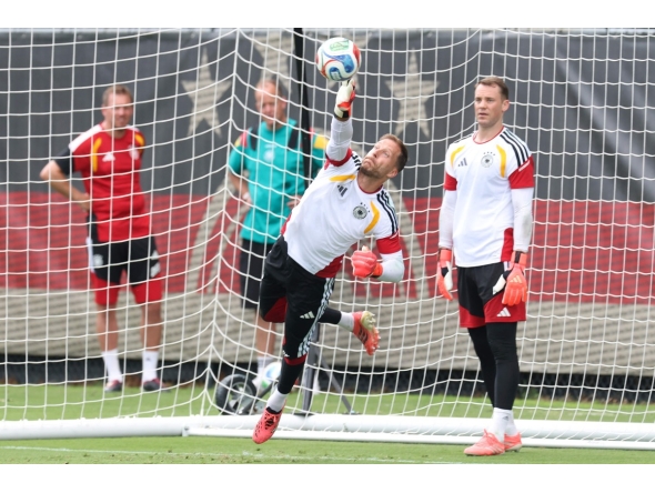 Oliver Baumann of Germany in action during a training session. 
