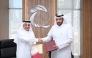 NCSA President Eng. Abdulrahman bin Ali Al Farahid Al Malki, and President of the Community College of Qatar, Dr. Khalid Mohammed Al Horr during the signing ceremony.
