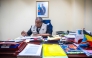 (Files) Professor Jean-Jacques Muyembe, director general of the National Institute for Biomedical Research (INRB), is seen at his office in Kinshasa, Democratic Republic of the Congo, on May 20, 2026. (Photo by Hardy Bope / AFP)