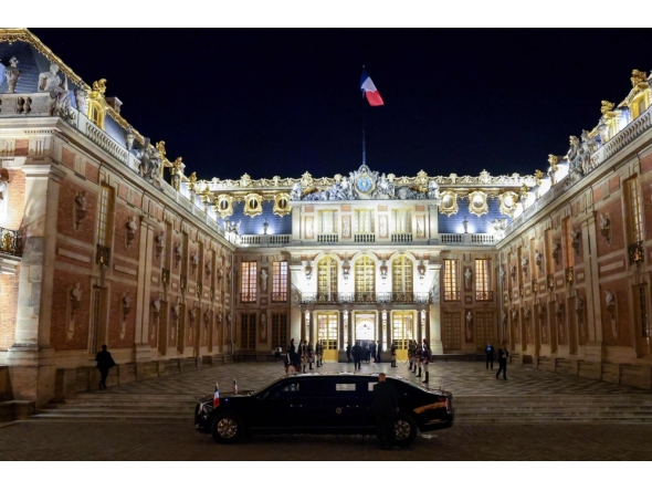 US President Donald Trump's presidential limo waits for his departure following a dinner at Chateau de Versailles on June 17, 2026 in Versailles, France. Anna Moneymaker/Getty Images/AFP 