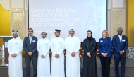 Managing Director of USQBC Doha Sheikha Mayes H Al-Thani, and World Bank Group Country Manager for Qatar, Holly Welborn Benner with other officials during the high-level meeting.
