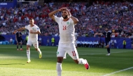 Ismael Saibari #11 of Morocco celebrates after scoring his team's first goal during the FIFA World Cup 2026 Group C match between Scotland and Morocco at Boston Stadium on June 19, 2026 in Foxborough, Massachusetts. (Photo by Justin Setterfield / GETTY IMAGES NORTH AMERICA / Getty Images via AFP)