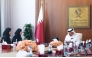 Speaker of the Shura Council H E Hassan bin Abdullah Al Ghanim and Minister of State for International Cooperation H E Dr. Maryam bint Ali bin Nasser Al Misnad during the meeting.