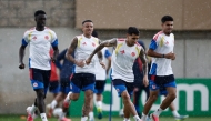 Colombia's midfielder Gustavo Puerta #14 takes part in a training session ahead of the 2026 World Cup match against DR Congo at Academia Atlas FC in Guadalajara on Monday. AFP