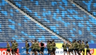 Canada’s players take part in a training session in Carson. (AFP)