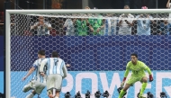 Argentina's forward #10 Lionel Messi shoots a penalty later stopped by Egypt's goalkeeper #23 Mostafa Shoubir on July 7, 2026. (Photo by Odd Andersen / AFP)