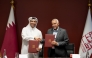 Assistant Secretary-General for Future Foresight and National Visions Center at the National Planning Council Bassam Issa Al Mannai and President of the Doha Institute for Graduate Studies Dr. Abdelwahab El-Affendi during the signing of the MoU. 
