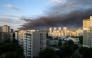 Smoke hangs in the air following Russian missile strikes on the Ukrainian capital of Kyiv on July 19, 2026, amid the Russian invasion in Ukraine. (Photo by Serhii Okunev / AFP)