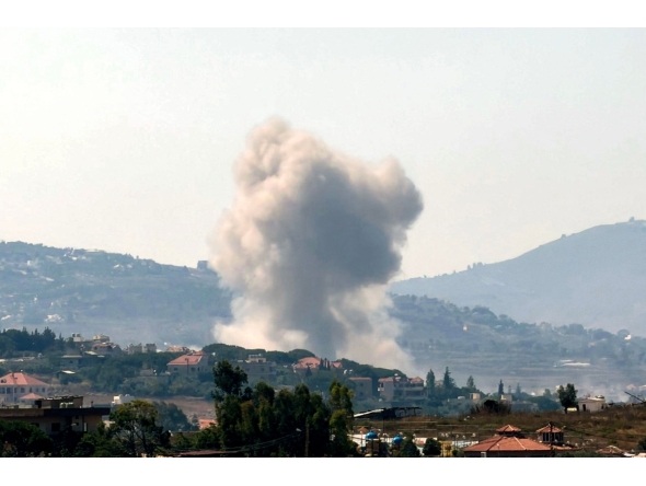 This photograph taken from the southern Lebanese city of Nabatieh shows smoke as it rises from the site of an Israeli-controlled explosion in the village of Kfar Tebnit on July 18, 2026. (Photo by Abbas FAKIH / AFP)