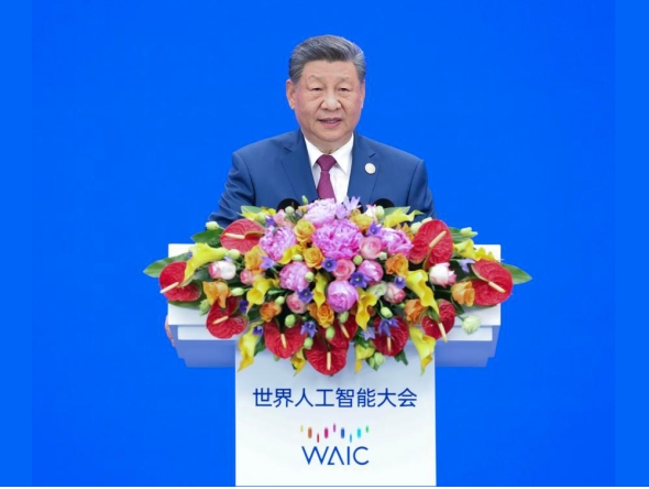 Chinese President Xi Jinping delivers a keynote speech at the opening ceremony of the 2026 World AI Conference and High-Level Meeting on Global AI Governance in Shanghai, east China, July 17, 2026. (Xinhua/Huang Jingwen)
