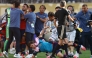 Argentina's midfielder #05 Leandro Paredes (top) clashes with Spain's midfielder #09 Gavi during the 2026 World Cup football tournament final match between Spain and Argentina at the New York/New Jersey Stadium in East Rutherford on July 19, 2026. (Photo by CHARLY TRIBALLEAU / AFP)