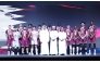 Qatar Volleyball Association President Ali bin Ghanim Al Kuwari ad officials pose for a photo with Qatar players.
