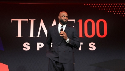 LeBron James speaks onstage during the TIME100 Sports Gala at Pier 60, Chelsea Piers on July 16, 2026 in New York City. (Photo by Jemal Countess / GETTY IMAGES NORTH AMERICA / Getty Images via AFP)
