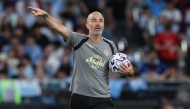 Manchester City manager Enzo Maresca gestures as he coaches the team during the open training ahead of their friendly football match against Inter Milan for the Asahi Super Dry Trophy at Kai Tak Stadium in Hong Kong on July 31, 2026. (Photo by May JAMES / AFP)
