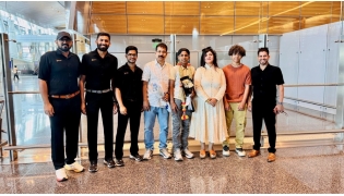 NVBS team welcomes Sree Eswar Shijo from Hamad international Airport Doha, Qatar. Standing (L–R): Ashif Ameerjan (Head Coach), Abhijith Venugopal (Head Coach), Alen George (Assistant Coach), Shijo K. P. (father of Sree Eswar), Sree Eswar Shijo, Banazir Manoj (CEO of NVBS), Mashal Manoj, and Manoj Sahibjan (Chief Coach).