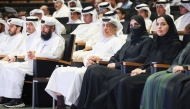 MoEHE Undersecretary Dr. Ibrahim bin Saleh Al Nuaimi and other officials and students during the closing ceremony of the summer programme yesterday.