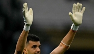 Marseille's Argentinian goalkeeper #01 Geronimo Rulli celebrates at the end of the French L1 football match between Olympique de Marseille (OM) and Stade Rennais FC at the Stade Velodrome in Marseille, southern France, on May 17, 2026. Photo by Gabriel BOUYS / AFP