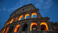 This photograph shows a view of the Ancient Colosseum during 