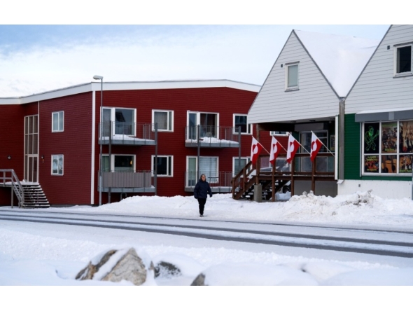 Greenlandic flags fixed on a building in Nuuk, Greenland. AFP file photo.