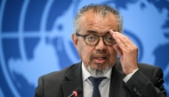 World Health Organization (WHO) Director-General Tedros Adhanom Ghebreyesus speaks during a press conference on Ebola outbreak in Democratic Republic of Congo and Uganda, at the UN health agency's headquarters in Geneva on May 20, 2026. Photo by FABRICE COFFRINI / AFP