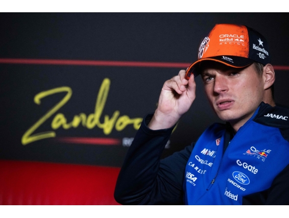 Red Bull Racing's Dutch driver Max Verstappen smiles during a press conference ahead of the Formula One Dutch Grand Prix at The Circuit Zandvoort, western Netherlands, on August 20, 2026. (Photo by JOHN THYS / AFP)