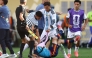 Argentina's midfielder #05 Leandro Paredes (top) clashes with Spain's midfielder #09 Gavi during the 2026 World Cup football tournament final match between Spain and Argentina at the New York/New Jersey Stadium in East Rutherford on July 19, 2026. Photo by CHARLY TRIBALLEAU / AFP