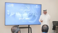 CEO of the Rawda Award for Excellence in Social Work Abdulaziz Ibrahim Al-Ishaq speaking at the event. 