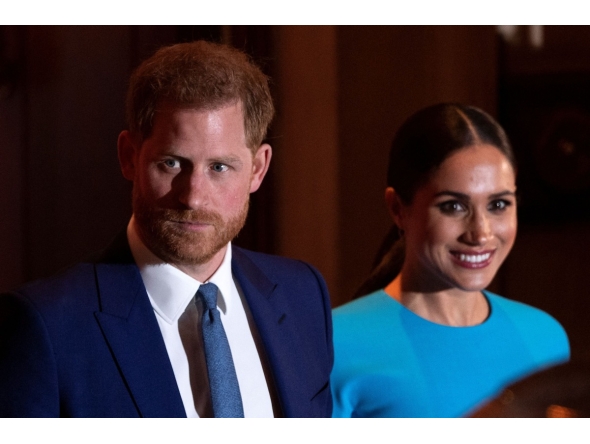 Britain's Prince Harry, Duke of Sussex (L), and Meghan, Duchess of Sussex leave after attending the Endeavour Fund Awards at Mansion House in London on March 5, 2020. Photo by JUSTIN TALLIS / AFP