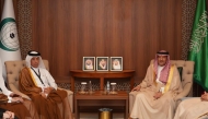 Minister of State for Foreign Affairs H E Sultan bin Saad Al Muraikhi and Deputy Minister of Foreign Affairs of the Kingdom of Saudi Arabia H E Eng. Waleed bin Abdulkarim Al Khereiji during the meeting.
