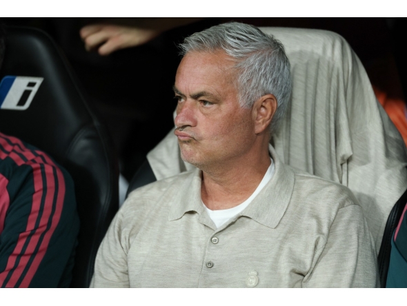 Real Madrid's Portuguese coach Jose Mourinho looks on during the Spanish league football match between Real Madrid CF and Real Sociedad at Santiago Bernabeu Stadium in Madrid on August 26, 2026. (Photo by Thomas COEX / AFP)