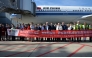 People pose for a group photo after the arrival of the first direct Beijing-Bucharest-Zagreb flight at the International Zagreb Airport in Zagreb, Croatia, Sept. 4, 2026. (Xinhua/Ma Zhen)