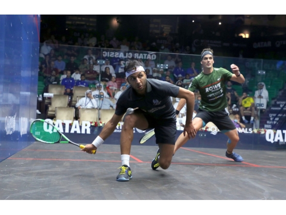 Qatar’s Abdulla Al Tamimi and New Zealand's Paul Coll in action, in this file photo.