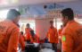National Search and Rescue Agency (Basarnas) officers staff a rescue operations command post for the stricken Virgo Transport 8 ferry, at Trisakti Bandarmasih Port in Banjarmasin, South Kalimantan, on September 13, 2026. (Photo by INFUZ / AFP)