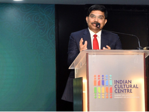 Ambassador of India H E Dr. K Srikar Reddy speaking at the event.