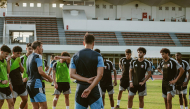 Qatar squad during a training session in Nagoya. 