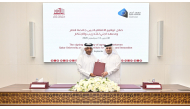 QU Vice President for Student Affairs Dr. Mohammad Diab and Chief Executive Officer of Ajnee Group Dr. Ali Abdulrahman Al Hashimi during the signing of the agreement.
