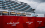 The Costa Serena is seen at the Port of Nagoya yesterday.