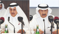 Chairman of QC and Qatari side of Joint Business Council of Sheikh Khalifa bin Jassim bin Mohammed Al Thani (left) and Chairman of Saudi side of the Joint Business Council Hamad bin Ali Al Shuwaier. Pic: Salim Matramkot