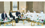 QC Chairman Sheikh Khalifa bin Jassim bin Mohamed Al Thani and other officials with the Ambassador of Finland to Qatar H E Juha Mustonen during the meeting.