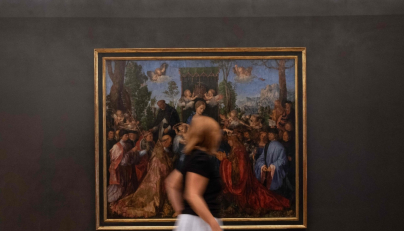 This photo taken on August 24, 2026, at the National Gallery in Prague shows Albrecht Duerer's 'Feast of the Rosary'. (Photo by Michal Cizek / AFP)