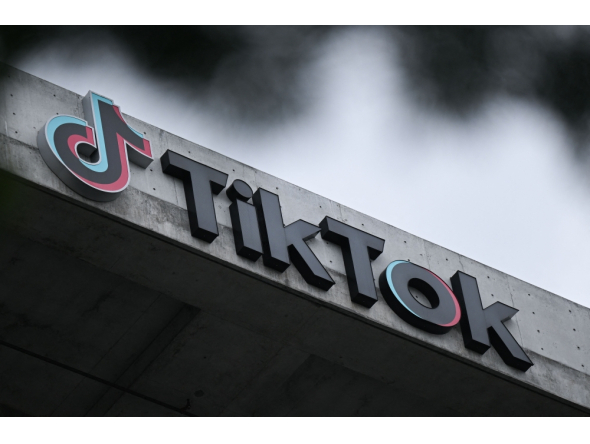 (Files) The TikTok logo is displayed outside TikTok social media app company offices in Culver City, California, on March 16, 2023. (Photo by Patrick T. Fallon / AFP)