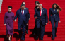 First lady of China Peng Liyuan, President of China Xi Jinping, U.S. President Donald Trump and first lady Melania Trump depart the National Archives Museum following a tour on September 25, 2026 in Washington, DC.  (Photo by Win McNamee/Getty Images/AFP)