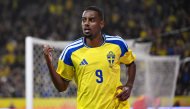 Sweden's forward #09 Alexander Isak celebrates scoring the opening goal during the UEFA Nations League Group B4 football match between Sweden and Romania in Solna, Sweden on September 25, 2026. (Photo by Jonathan Nackstrand / AFP)
