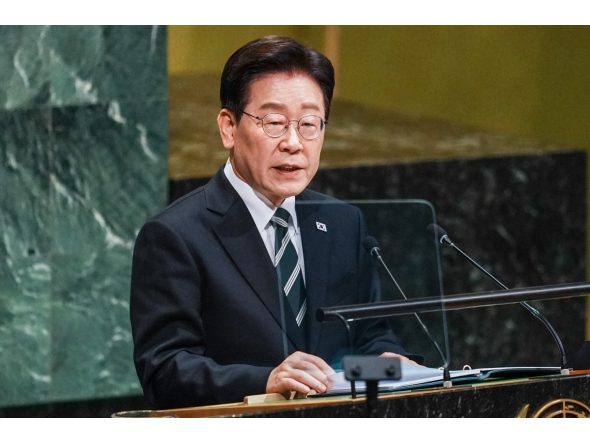 President of South Korea Lee Jae Myung speaks during the 81st session of the United Nations (U.N.) General Assembly at U.N. Headquarters on September 22, 2026 in New York City. Photo by RYAN MURPHY / GETTY IMAGES NORTH AMERICA / GETTY IMAGES VIA AFP