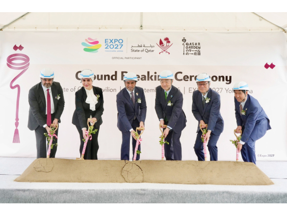 Ambassador of Qatar to Japan and Commissioner General of the State of Qatar Pavilion at the Expo H E Jaber Jarallah Al Marri during the foundation stone laying ceremony.