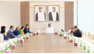 QC First Vice Chairman, Mohamed bin Ahmed bin Twar Al-Kuwari and Chairman of the Commission. Harsha Amarasekera with other officials during the meeting.