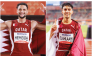 Qatar’s Bassem Hemeida celebrates after winning the gold medal. (AFP) (Right) Zakaria Ibrahim claimed bronze in the 3,000m steeplechase