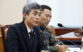 Defence Minister of the Republic of Korea Kang Shin-chul (L) speaks during a parliamentary defence committee hearing on the landmine explosion accident in the DMZ, at the National Assembly in Seoul on September 29, 2026. Photo by - / YONHAP / AFP
