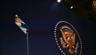 US President Donald Trump is reflected in a teleprompter as he attends an event to unveil the new America.gov website, at the Andrew W. Mellon Auditorium in Washington, DC, on September 29, 2026. (Photo by Kent Nishimura / AFP)
 